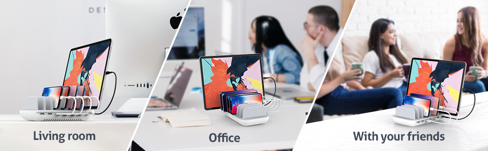 SooPii 60W 7-Port USB Charging Station for Multiple Devices, Fast Charging with QC 3.0 & Power Delivery 3.0 7 Cables Included SooPii 60W 7-Port USB Charging Station for Multiple Devices, Fast Charging with QC 3.0 & Power Delivery 3.0 7 Cables Included