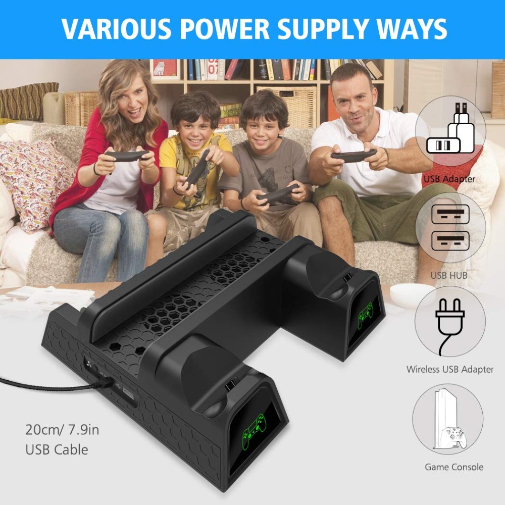 PS4/PS4 Slim/PS4 Pro Dual Controller Charger Console Vertical Cooling Stand Charging Station Dock card Storage For Playstation 4 PS4/PS4 Slim/PS4 Pro Dual Controller Charger Console Vertical Cooling Stand Charging Station Dock card Storage For Playstation 4