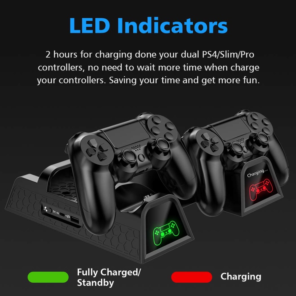PS4/PS4 Slim/PS4 Pro Dual Controller Charger Console Vertical Cooling Stand Charging Station Dock card Storage For Playstation 4 PS4/PS4 Slim/PS4 Pro Dual Controller Charger Console Vertical Cooling Stand Charging Station Dock card Storage For Playstation 4